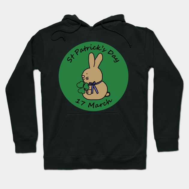 Bunny Rabbit and Shamrock St Patricks Day Hoodie by ellenhenryart